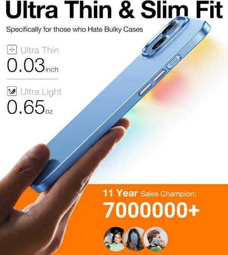 Vista 2 de TORRAS Funda delgada diseñada para iPhone 15, [Ultra delgada como sin funda] [tacto aterciopelado] Funda protectora resistente con plástico duro 3