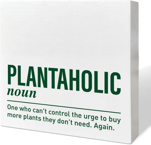 Vista 6 de Decoración de caja de madera con texto en inglés "It's Not Hoarding If It's Plants", decoración de jardín de plantas, decoración de escritorio