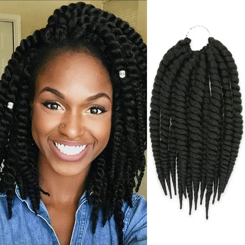 Vista 15 de Trenzas de ganchillo de pelo sintético auténtico doble Jumbo Senegalese Twist 12" (30) [AU-THEN-TIC Senegalese Twist] (12") - Natural Texture &