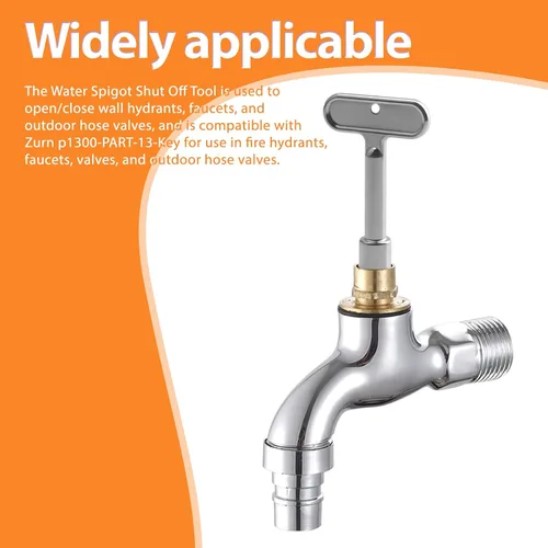 Vista 4 de P1300-PART-13-KEY Llave de hidrante de incendios, llave de espita de agua para grifos de hidrante de pared, válvulas de manguera y válvulas