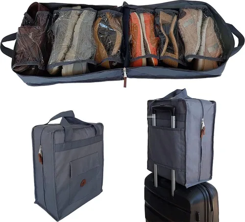Vista 7 de Bolsa de zapatos para viajes, organizador de zapatos portátil, bolsa de almacenamiento, bolsa de zapatos para mujeres y hombres, Gris, Nube