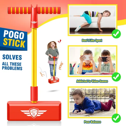 Vista 5 de HCHILDHOOD Pogo Stick para niños de espuma Pogo Jumper de carga de hasta 250 libras ayuda a los niños a crecer más altos divertidos y seguros
