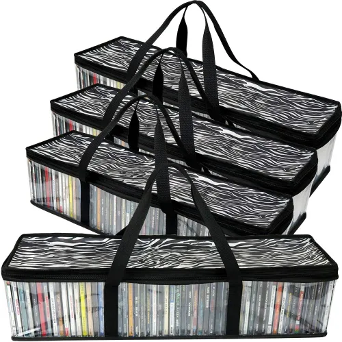 Vista 10 de Evelots Bolsa para Cintas de Casete - Organizador Transparente con Asas - Fácil de Transportar - Sin Polvo ni Humedad - Capacidad para 50 Cintas