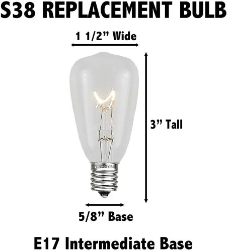 Vista 3 de Novelty Lights Bombillas de repuesto incandescentes ST38 Edison de 7 W, paquete de 25 Transparente (St38)