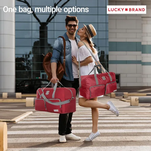 Vista 3 de Lucky Travel - Bolsa de lona de 65 L, bolsa de gimnasio y bolsa de lona para hombres, bolsa plegable para mujeres y hombres con correa de hombro