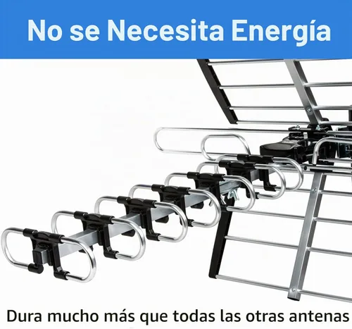 Vista 4 de Five Star Antena HDTV versión 2025 mejorada VHF/UHF 4K 200 millas de alcance con divisor de antena, soporte para 4 televisores y cable RG6 de 40