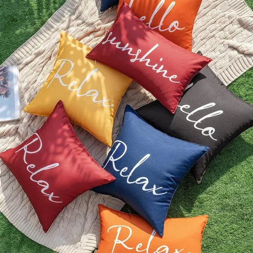 Vista 5 de MIULEE Juego de 2 fundas de almohada impermeables para exteriores, fundas de almohada rectangulares decorativas para exteriores, para silla, patio