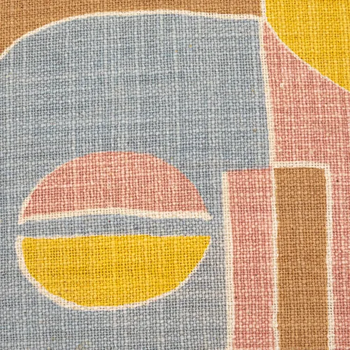 Vista 7 de Bloomingville Almohada estampada de algodón tejido con cara abstracta, multicolor