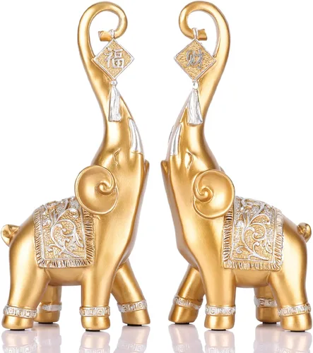 Vista 12 de DOVDOV Estatua de elefante, elefante azul, decoración del hogar, estatua de elefante de buena suerte, decoración para el hogar, regalo de elefante