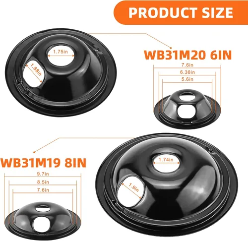 Vista 2 de Bandejas de goteo para quemador de estufa eléctrica WB31M19(20.32 cm) WB31M20(15.24 cm) Quemador de estufa eléctrica de repuesto para parte superior