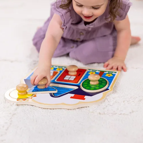 Vista 2 de Melissa & Doug First Shapes - Rompecabezas de pomo jumbo con formas, rompecabezas de clavijas de madera para niños pequeños, juguete educativo