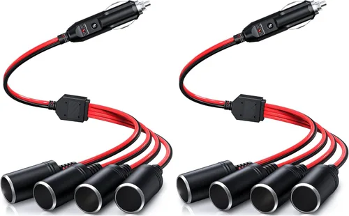 Vista 9 de ELECTOP Adaptador divisor de encendedor de cigarrillos de automóvil de 1 a 4, puerto de cargador de alimentación, adaptador de enchufe de 12 V 24 V
