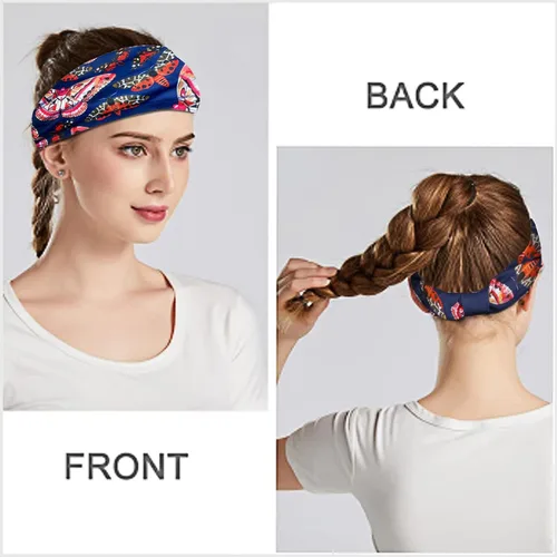 Vista 4 de SAWINDA Diademas anchas para mujer, coloridas mariposas, elegantes, bohemias, gruesas, para deportes, yoga, turbante, bufanda, accesorios