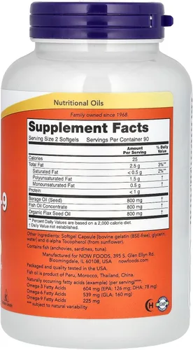 Vista 2 de Now Foods Super Omega 3-6-9 Geles blandos, 1200 mg, 180