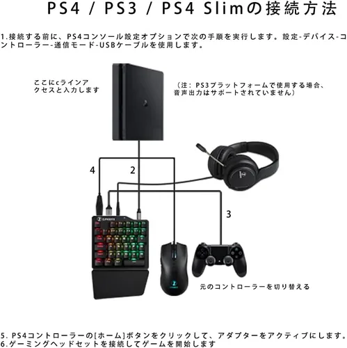 Vista 6 de ZJFKSDYX Teclado y mouse para juegos C91Pro para N-SwitchXbox OnePS5PS4PS3