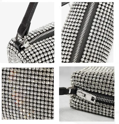 Vista 4 de VODIU Bolso bandolera de lujo con purpurina para mujer bolso de mano bolso de noche bolso de mano bolso de fiesta baile