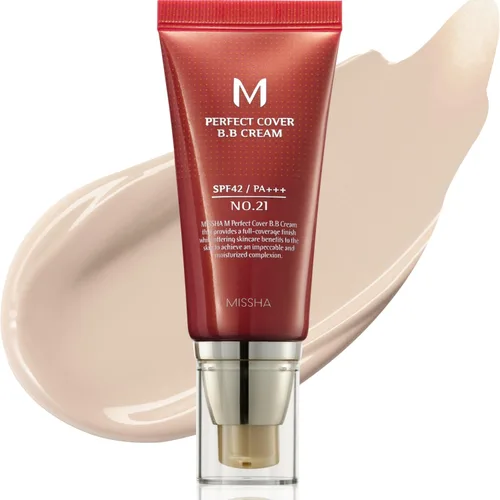 Vista 12 de MISSHA M Perfect Cover BB Cream No 31. Beige dorado - Medio/bronceado con subtono neutro SPF 42 PA +++ 1.69 fl oz - Hidratante teñido con SPF