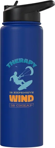 Vista 3 de Kitesurfer Kitesurf Botella de agua aislada de acero inoxidable Azul real