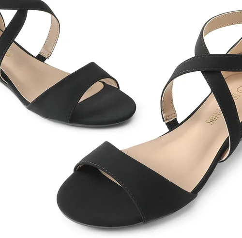 Vista 4 de DREAM PAIRS - Sandalias de tacón bajo con correa de tobillo para mujer