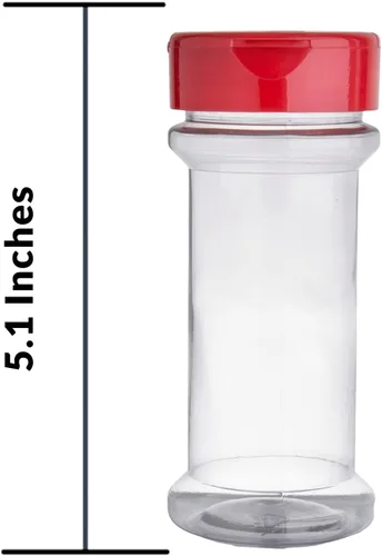 Vista 3 de Skyway Supreme - Botellas de plástico transparente de 7 onzas para condimentos, juego de 5, tapa con solapa para verter y tamizar especias