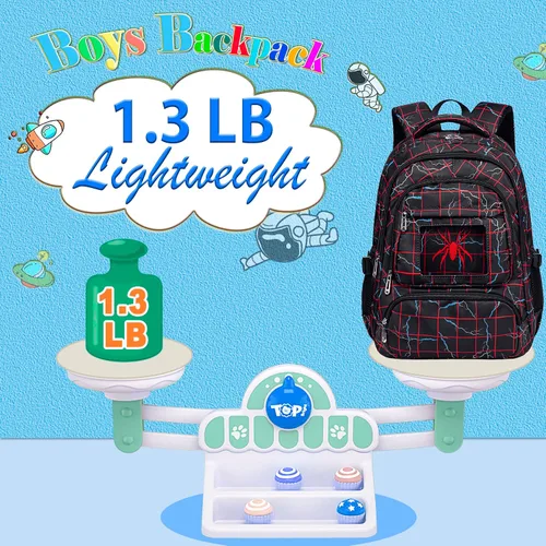 Vista 6 de FunnyGifts Mochilas para niños con lonchera para niños, mochila escolar con bolsa de almuerzo para primaria, jardín de infantes, preescolar