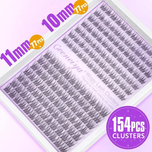Vista 5 de Extensiones de pestañas en racimo con banda transparente, pestañas cortas y onduladas C, extensiones de pestañas naturales en racimo, pestañas