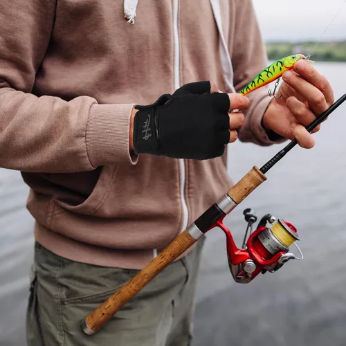 Vista 6 de Ptwola Guantes sin dedos, guantes de pesca, guantes de remo, guantes de remo, guantes de kayak, guantes de agua, guantes deportivos, guantes