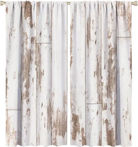 Vista 16 de Cortinas rústicas occidentales marrones con patrón de cornamenta para puerta, con bolsillo para barra, cortinas de ventana para dormitorio, sala