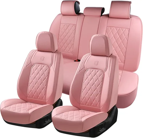Vista 31 de Coverado Fundas de Asientos Delanteros, Funda de Asiento de Cuero Sintético de Lujo Impermeable, Protector de Asiento de Coche Beige, Funda