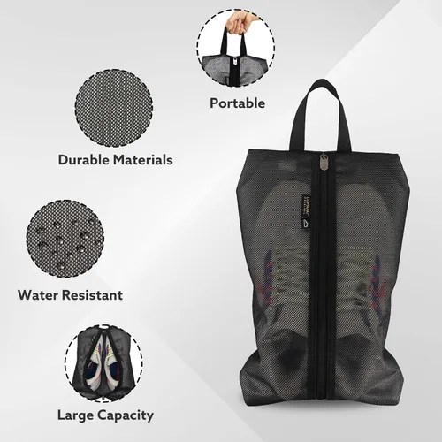 Vista 3 de Luvsusu Bolsas de zapatos esenciales de viaje, resistentes al agua, para hombres y mujeres, organizador portátil de almacenamiento de zapatos