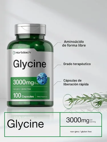 Vista 3 de Horbäach Glicina 3000mg Suplemento 100 cápsulas en polvo