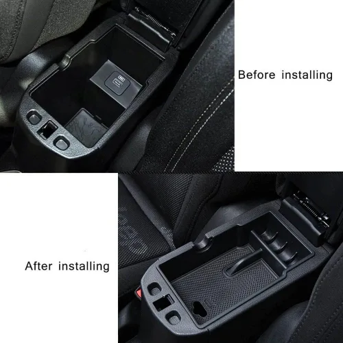 Vista 3 de EDBETOS Organizador de bandeja de consola central compatible con accesorios Jeep Renegade 2015-2019 2020 2021 2022 2023, caja de guantes de Negro
