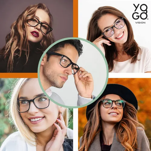 Vista 2 de Yogo Vision Bifocal Reading Glasses for Women Men Rectangle Multifocal Readers Fashion Nerd Eyeglasses