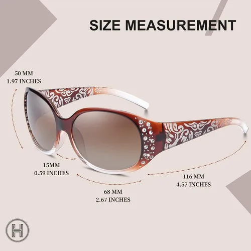Vista 5 de HAOLOTA Gafas de sol polarizadas para mujer, diseño de mariposa envolvente de moda con protección UV400