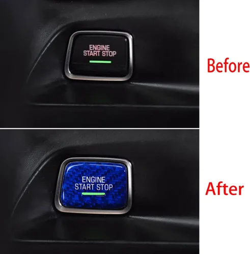 Vista 2 de MICROCK Cubierta del botón de arranque y parada del motor para Chevy C7 Corvette 2014-2019, para Chevrolet Camaro 2016-2024, fibra de carbono real