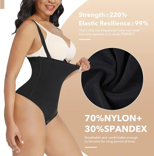 Vista 4 de FeelinGirl Tanga moldeadora para mujer, firme, triple control de abdomen, moldeador de cuerpo, cintura alta, faja invisible, bragas