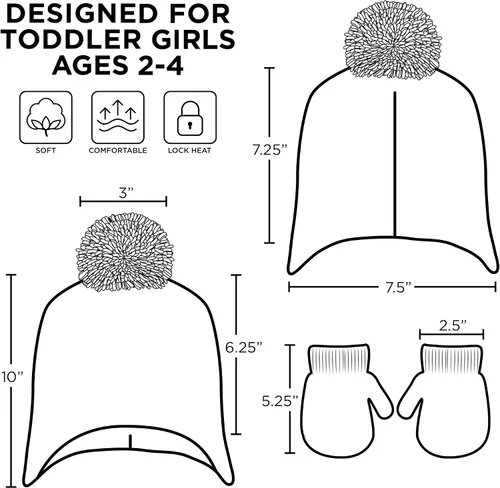 Vista 6 de Hasbro Sombrero de invierno, guantes para niños pequeños, gorro de bebé de Peppa Pig para niña