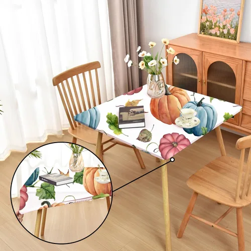 Vista 37 de Mantel ajustado blanco con elástico para mesas plegables de 48x48 pulgadas, manteles lavables y elásticos de elastano para mesas de cartas, manteles