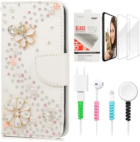 Vista 8 de Bling SSBLDwSPCPSeries-15 - Funda de piel con tapa y protector de pantalla y cable
