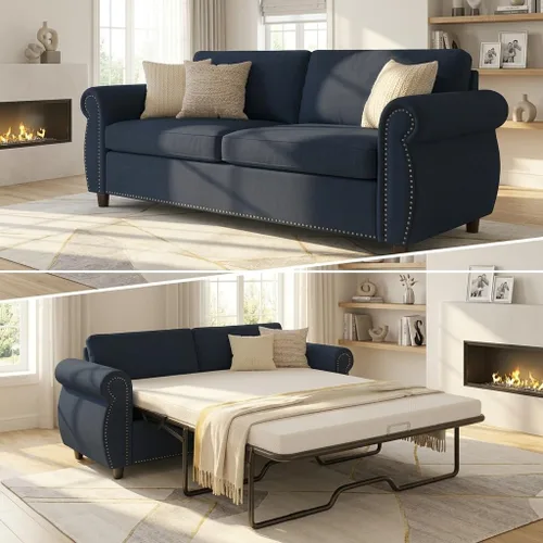 Vista 12 de Mjkone Sofá cama extraíble con colchón de espuma, tamaño matrimonial