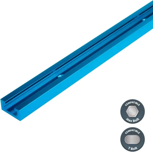 Vista 8 de Powertec - Perfil en T universal de doble corte con agujeros de montaje pretaladrados