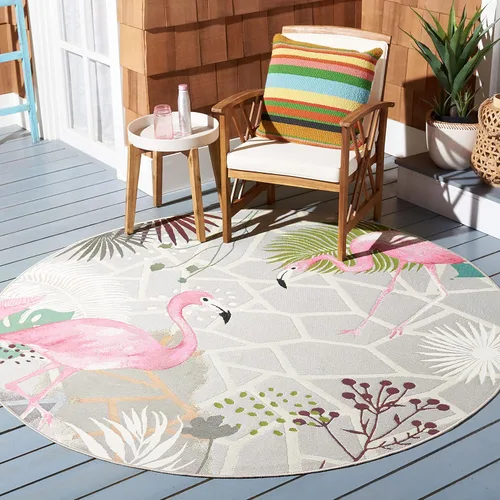 Vista 7 de SAFAVIEH Alfombra lavable para exteriores, colección Barbados, alfombra de pasillo de 2 pies 8 pulgadas x 8 pies, color gris y rosa, no desprende