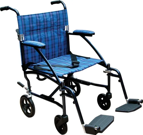 Vista 9 de Silla de ruedas Drive Medical Fly Lite de aluminio ultraligero, silla de transporte, DFL19-BLK, 19", Black Frame, 1, 1 Folding Transport