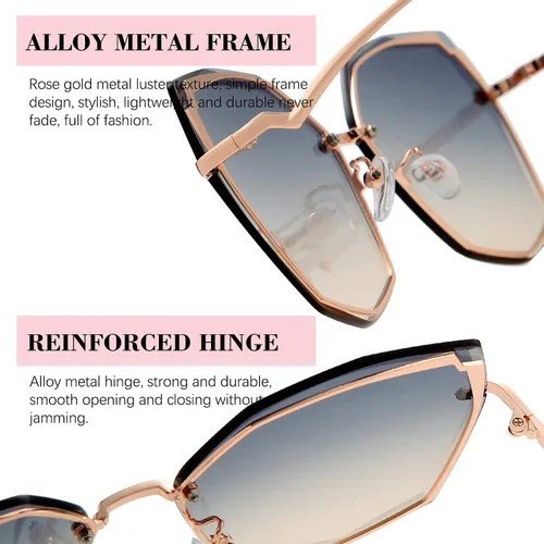 Vista 6 de Gafas de sol SNOTIO para mujer diseño poligonal moderno de gran tamaño diseño moderno degradado protección UV400 montura de metal lentes octagonales
