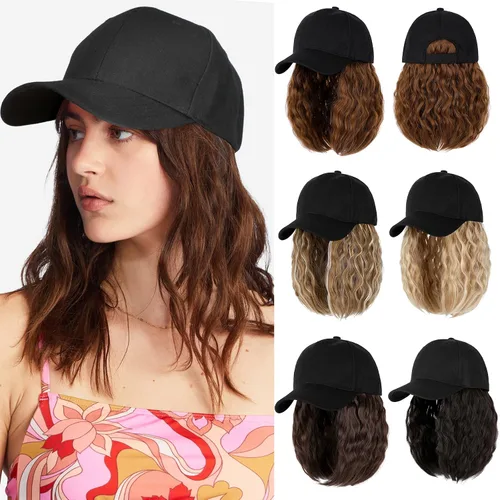 Vista 11 de Gorra de béisbol con extensiones de cabello, peluca ajustable, gorra corta y recta de 14 pulgadas, peluca sintética para mujer, rubio ceniza mezcla