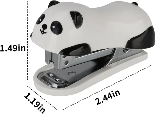 Vista 2 de Cute Panda Mini grapadora de escritorio, grapadora casera con 1000 grapas