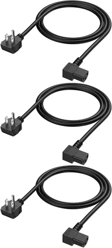 Vista 8 de CableCreation Cable de alimentación universal de 3 pies 18 AWG para NEMA 5-15P tipo ángulo a cable de ángulo IEC320 C13, 3.0 ft / negro