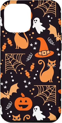 Vista 25 de Carcasa para iPhone 16 Halloween, calabazas, fantasmas, bruja, caramelo, maíz, murciélagos, calaveras