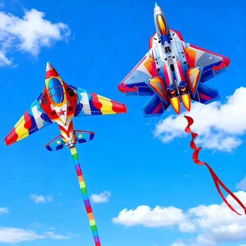 Vista 3 de HENGDA KITE Paquete de 2 cometas de avión de combate para adultos, fáciles