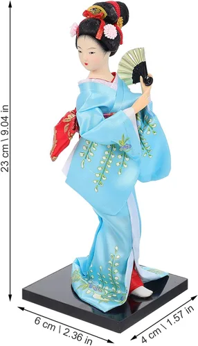 Vista 7 de HEALLILY Figura japonesa de Geisha con adornos de abanico, estatua asiática, kimono, escultura, manualidades, coleccionables, para el hogar, mesa